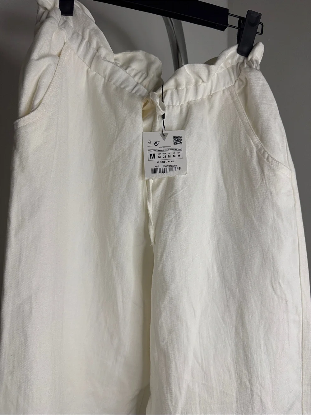 NWT Zara casual white pants adjustable  Size M